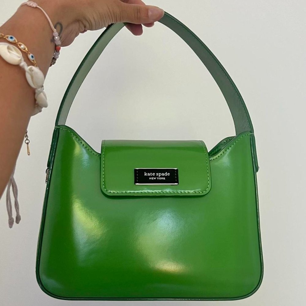 Kate Spade Sam Icon Spazzolato Mini Leather Crossbody Bag in Green Leather Y2k